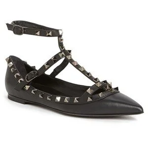 Black valentino rockstud flats best sale